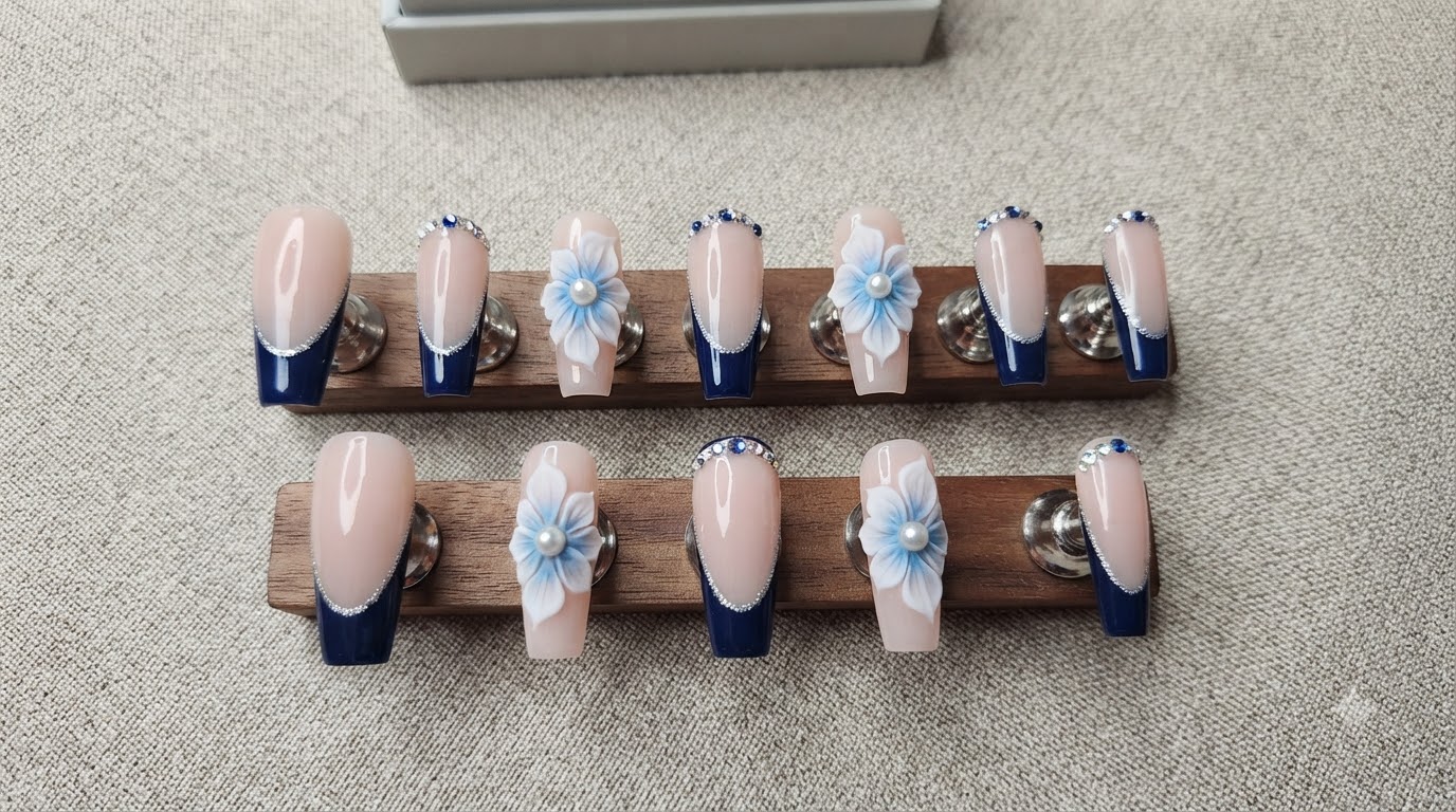 Paznokcie Press-On z Efektem 3D i Francuskim Manicure — Instrukcja Krok po Kroku